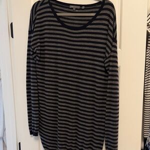 Vince Black and Gray Striped Scoop Neck Sweater/tunic/dress (100% cashmere)